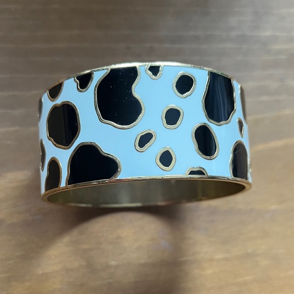 kate spade Jewelry - Kate Spade Black and White Spot On Cow Print Bangle Bracelet
